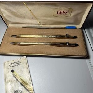Vintage 1982 Cross Ballpoint Pen Set 1/20 10kt Gold Filled USA w/ Case